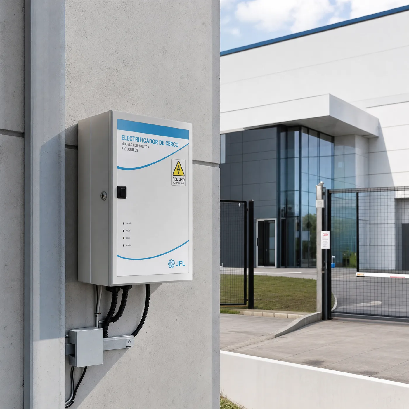 Energizador de cerco eléctrico en sala técnica