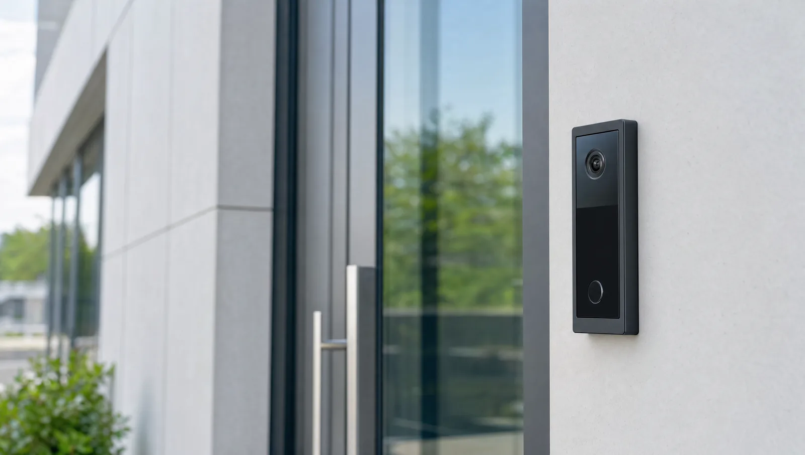 Videoportero IP en acceso de edificio